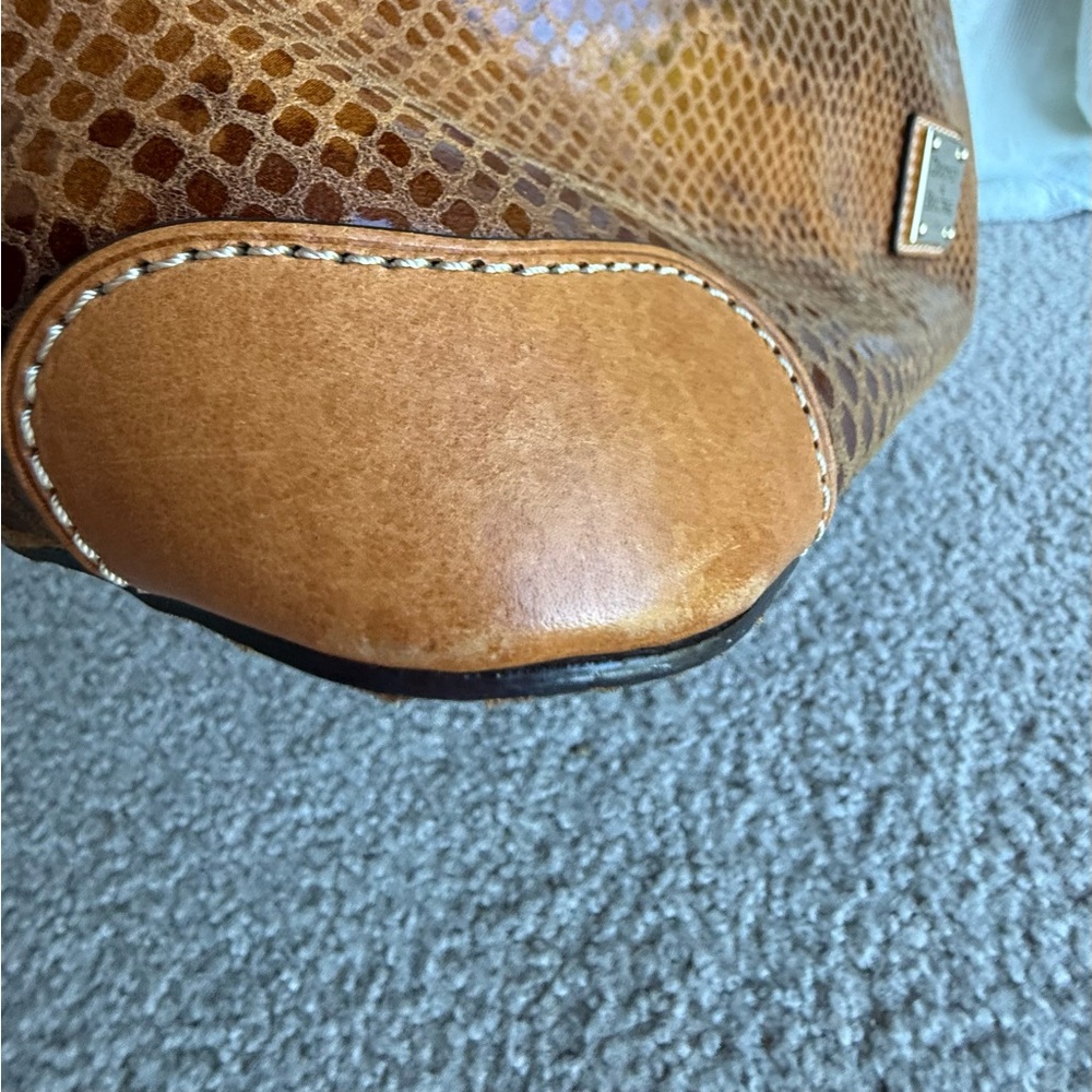 Vintage Dooney & Bourke Brown Leather Suede Shoulder Bag Snake Skin Embossed - Picture 12 of 16